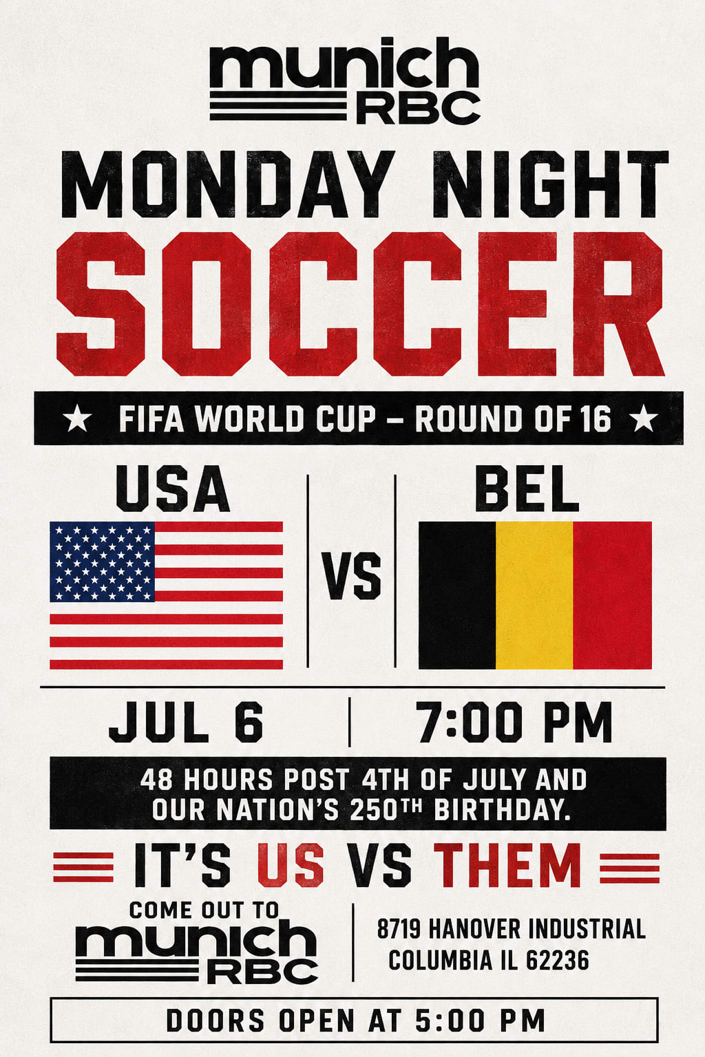 Monday Night Soccer – USA vs Belgium